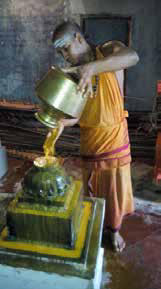 Rituals being offered at the Vedaranyam Aadheenam by a brahmachari of the Sovereign Order of KAILĀSA’s Nithyānanda b